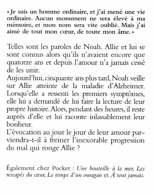 NICHOLAS SPARKS Les Pages De Notre Amour LIVRES Renaud Bray