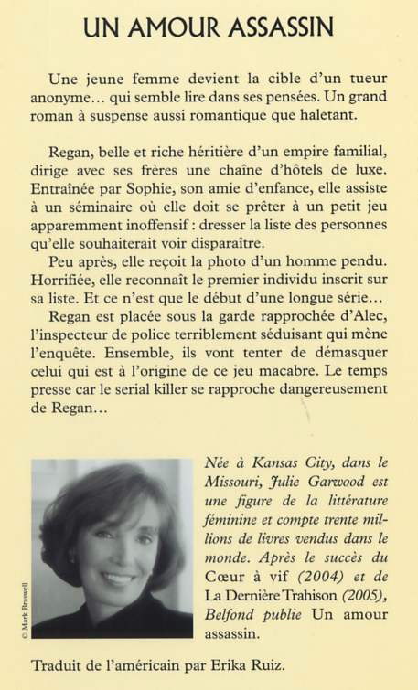 JULIE GARWOOD Un amour assassin Romans étrangers LIVRES Renaud