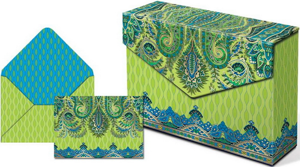 Boîte notes Paisley bleu/vert - IV
