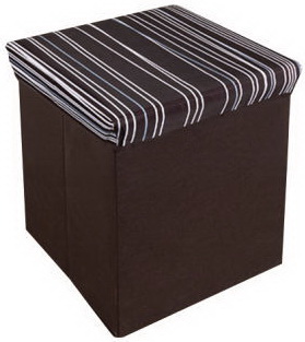 Pouf de rangement pliable Rayures brunes - VI