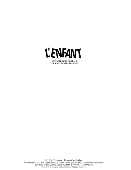 Enfant: une approche globale pour son... - JOANNE HENDRICK
