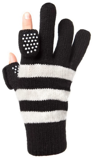 Freehands Wool/Acrylic Knit Stripes, Blk - ACCESSOIRE