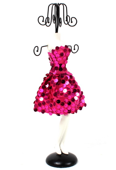 Support à bijoux Robe rose paillettes - 