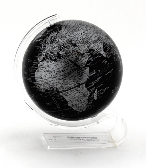 Globe terrestre 13cm noir acrylique - 