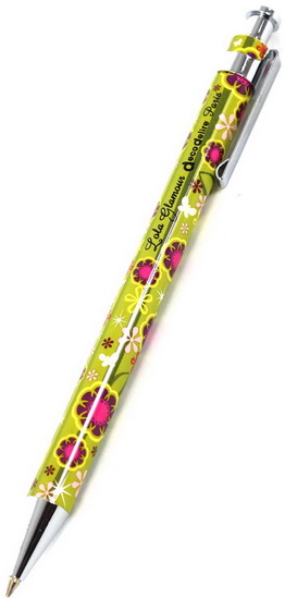 Stylo vert fleuri - 