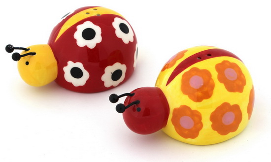 Salière/poivrière Coccinelle fleurs - 