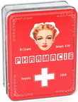 Dr Evans Pharmacie rouge 8x10 cm - "DR. EVANS PHARMACIE" SMALL RED PHARMACY