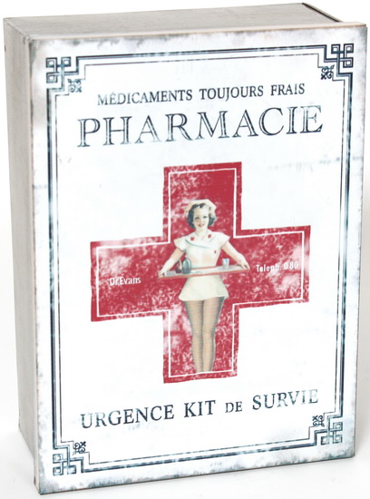 Boîte Pharmacie blanc Urgence kit survie - LARGE WHITE - RED PHARMACY BOX "URGENCE KI