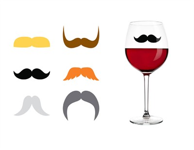 Ens. 6 identif. à vin Moustache - 
