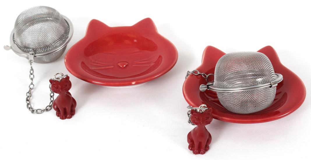 Ens. 2 infuseurs + coup. Chat rouge - 