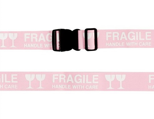 Courroie bagage Fragile rose - 