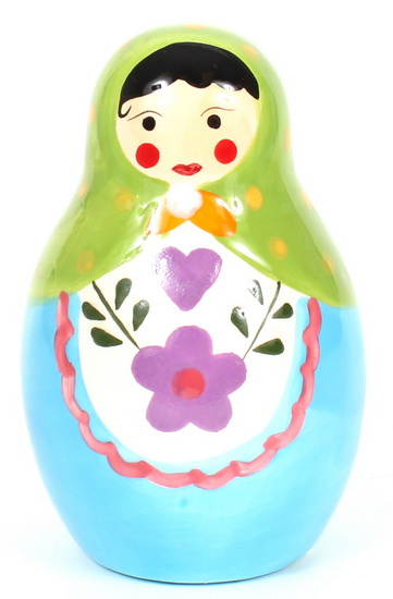 Banque Matriochka Vert et bleu - MATRIOCHKA PIGGY BANK DARK BLUE AND GREE
