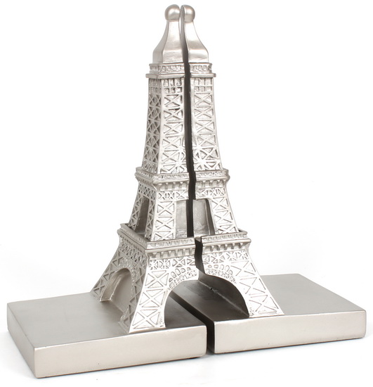 Ens. 2 appui-livres Tour Eiffel argent - SILVER EIFFEL TOWER BOOK END PAIR