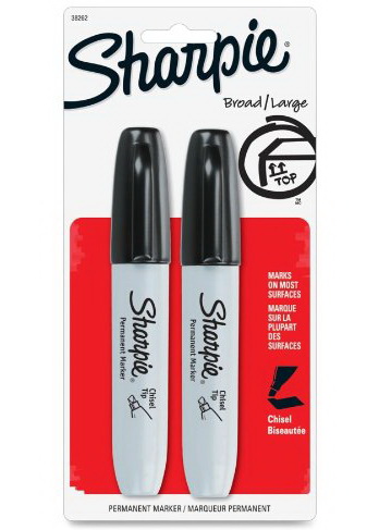 Ens. 2 marqueurs Sharpie noir pointe biseautée large