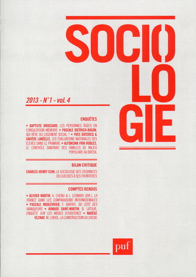 Sociologie 2013/1 - COLLECTIF