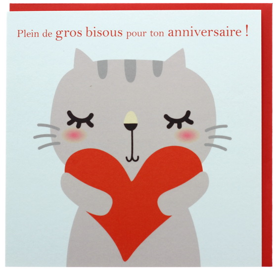 Chat avec Coeur Plein de gros bisous