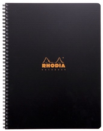 Cahier spirale Rhodia ligné 160p 22.5x29.7cm Noir