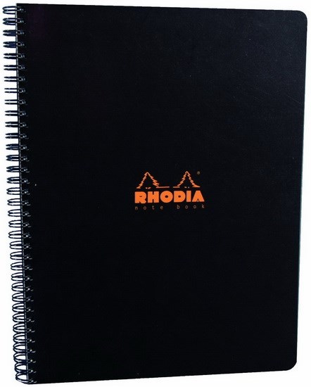 Cahier spirale Rhodia ligné 160p 16x21cm Noir