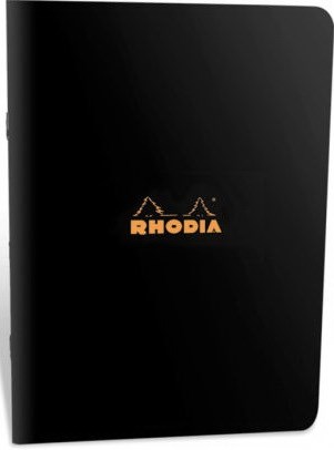 Cahier piqué Rhodia ligné 96p 14.8x21cm Noir
