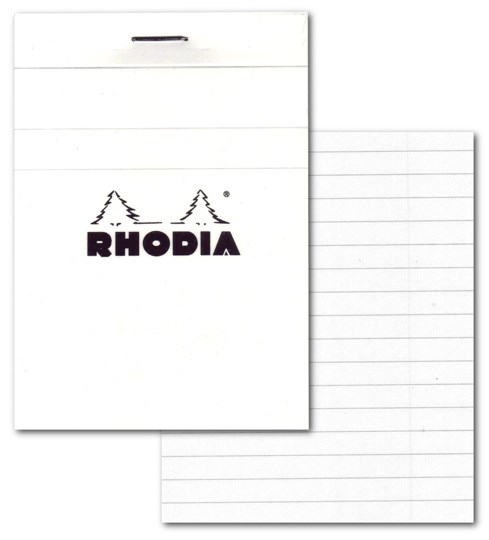 Bloc agrafé Rhodia #11 ligné 7.4x10.5cm 80 feuilles Blanc