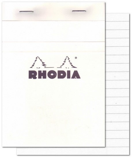 Bloc agrafé Rhodia #16 ligné 14.8x21cm 80 feuilles Blanc