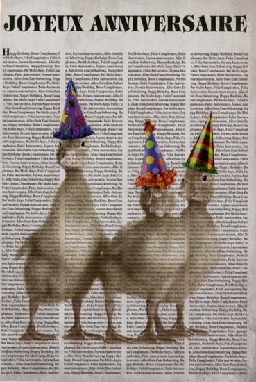 3 cannetons avec chapeaux Joyeux anniversaire