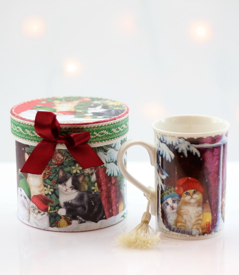 Tasse Chats de Noël et boîte cadeau
