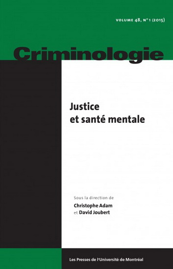 Criminologie V.48/1 Justice et santé mentale - COLLECTIF