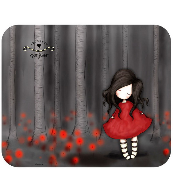 Tapis de souris Gorjuss Jeune fille avec robe rouge