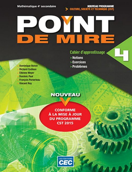 Point de mire : mathématique, SN : 4e secondaire : cahier d&#39;apprentissage - COLLECTIF