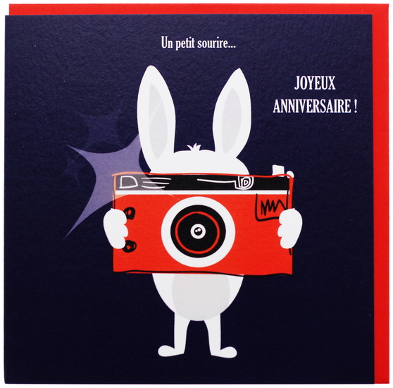 Joyeux anniversaire Lapin avec appareil photo