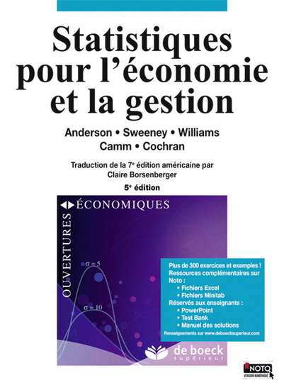 Statistiques pour l&#39;économie et la gestion 5e éd. - COLLECTIF