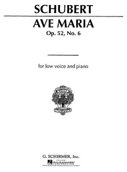 Ave Maria (Voix Moyenne-Grave En Sol & Piano) - FRANZ SCHUBERT