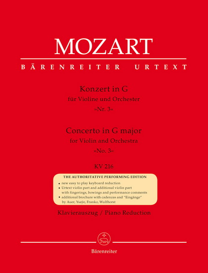 Concerto In G Major No. 3, KV 216 (Violon & Piano) - WOLFGANG AMADEUS MOZART