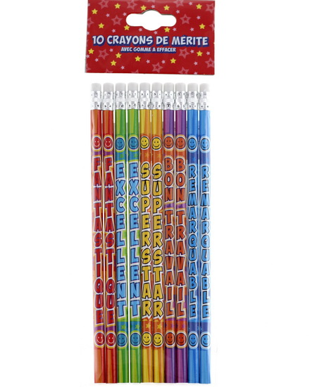 Ens de 10 Crayons de mérites Sourires
