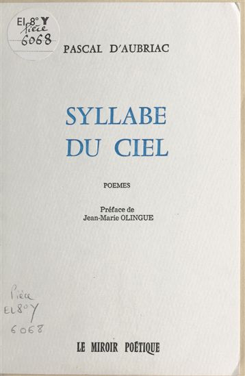 Syllabe du ciel - PASCAL D' AUBRIAC
