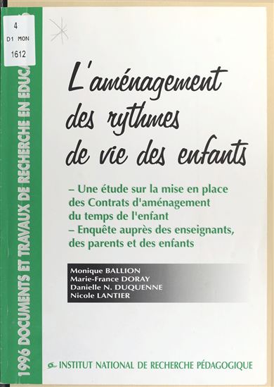 L'Aménagement des rythmes de vie des enfants - COLLECTIF