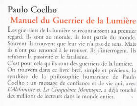 Paulo Coelho Manuel Du Guerrier De La Lumiere Cd Cd Divertissement Renaud Bray Com Livres Cadeaux Jeux