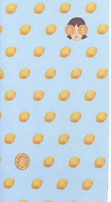 Petit cahier ligné Citrons sur fond bleu 16X8.6cm