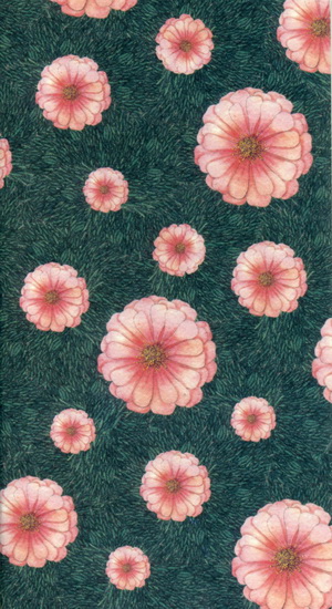 Petit cahier ligné Fleurs roses sur fond vert 16X8.6cm