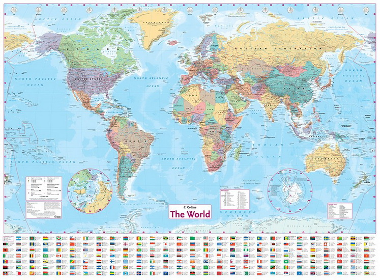 Collins World Wall Paper Map - COLLINS MAPS