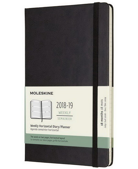 Agenda 2019 Moleskine 18M 1s/2p Rigide Large Noir