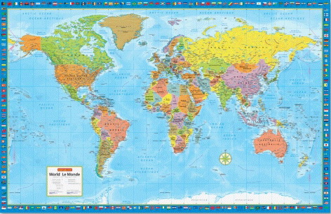 Super Grande murale du monde/ World (38" by 59") - COLLECTIF