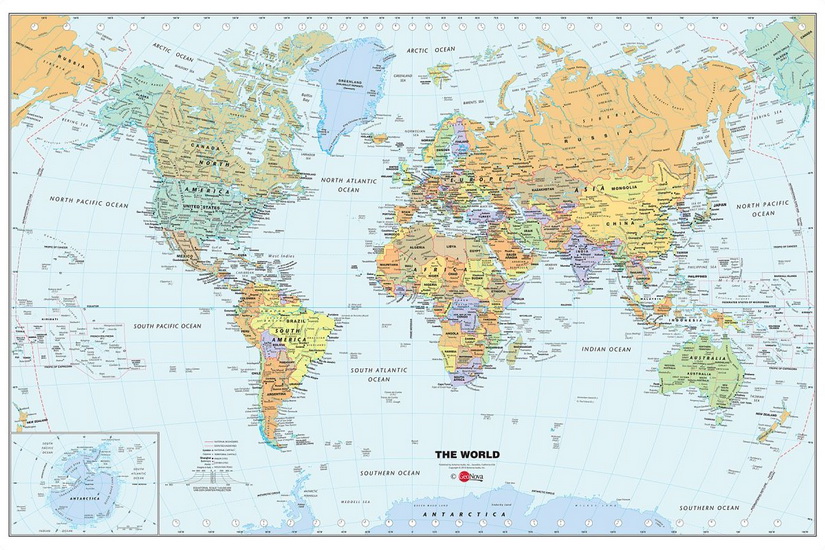 World Folded Wall Map (27" X 39") Paper - COLLECTIF