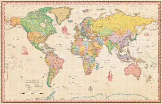 Carte Murale Antique/ World Wall Map (28" by 40") PLAST - COLLECTIF