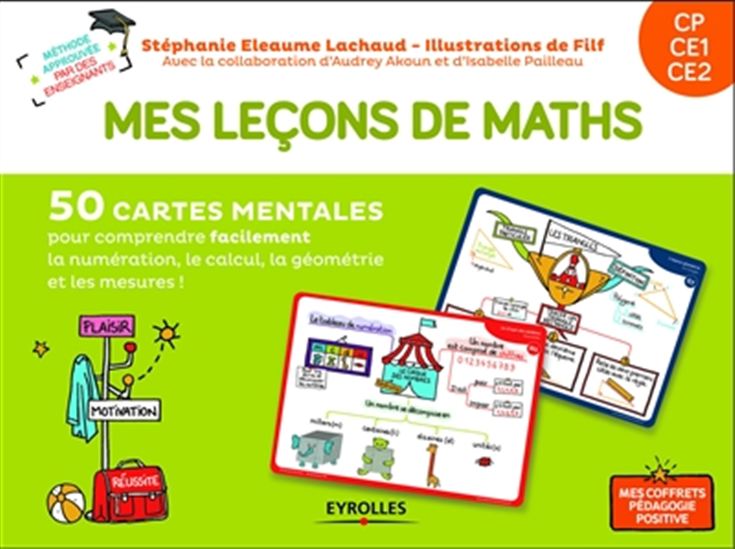 Mes leçons de math CP, CE1, CE2 : 50 cartes mentales pour comprendre facilement le calcul, la géométrie et les mesures Cof. - COLLECTIF