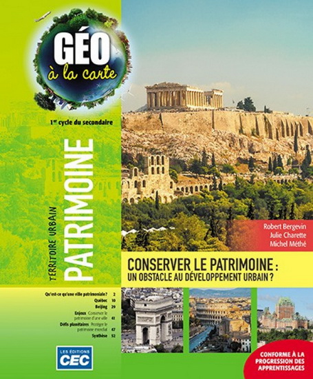 Géo à la carte Territoire urbain : patrimoine (incluant les exercices interactifs), version papier + accès web étudiant 1 an (livraison postale) - ROBERT BERGERON & AL