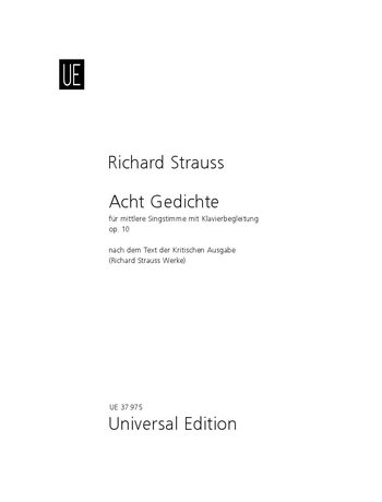 Eight Gedichte (Voix Moyenne & Piano) - RICHARD STRAUSS