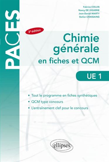Chimie générale en fiches, QCM type et annales de concours avec corrections commentées : UE 1 - COLLECTIF