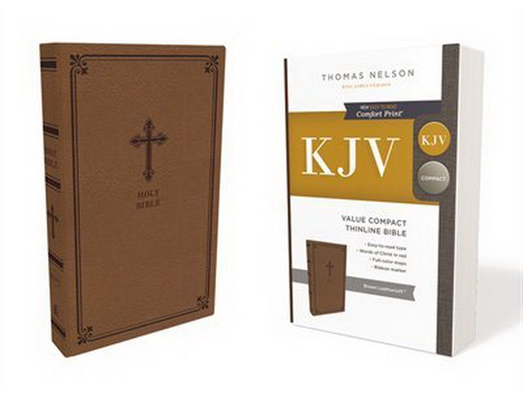 KJV, Value Thinline Bible, Compact, Leathersoft, Brown, Red Letter Edition, Comfort Print - COLLECTIF